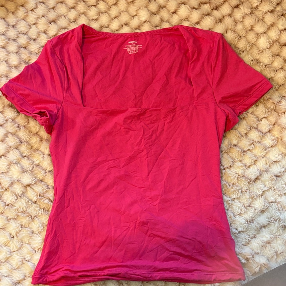 Women’s Square-Neck Short Sleeve Top - Pink